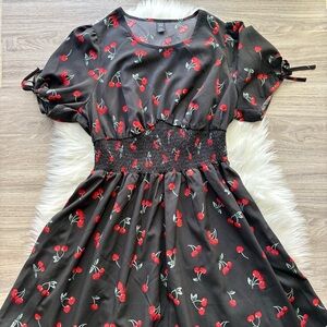 SHEIN Black Cherry Print Dress